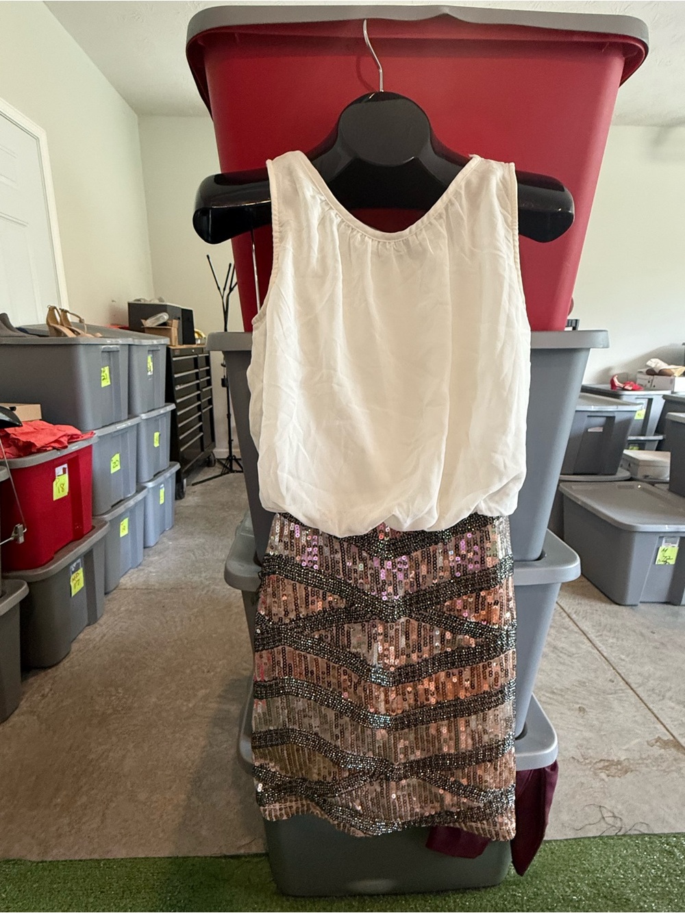 Sequin Chevron Mini Skirt - Rose Gold and Multi p32